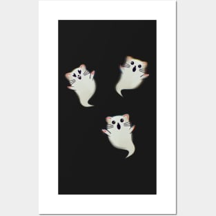 Spooky Cute Ghost Cats Posters and Art